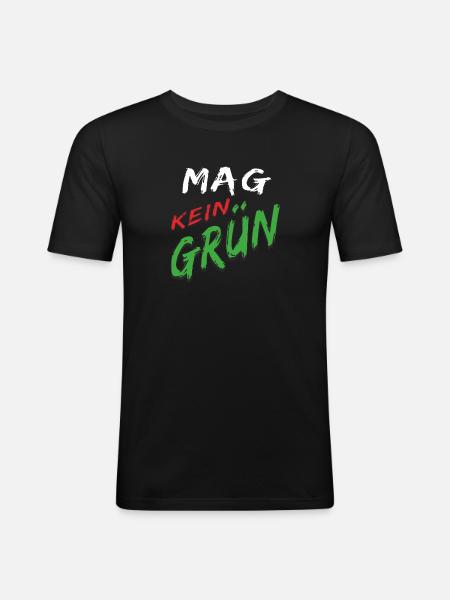 GREEN DOESN'T LIKE GREEN - Men's Slim Fit T-Shirt - black