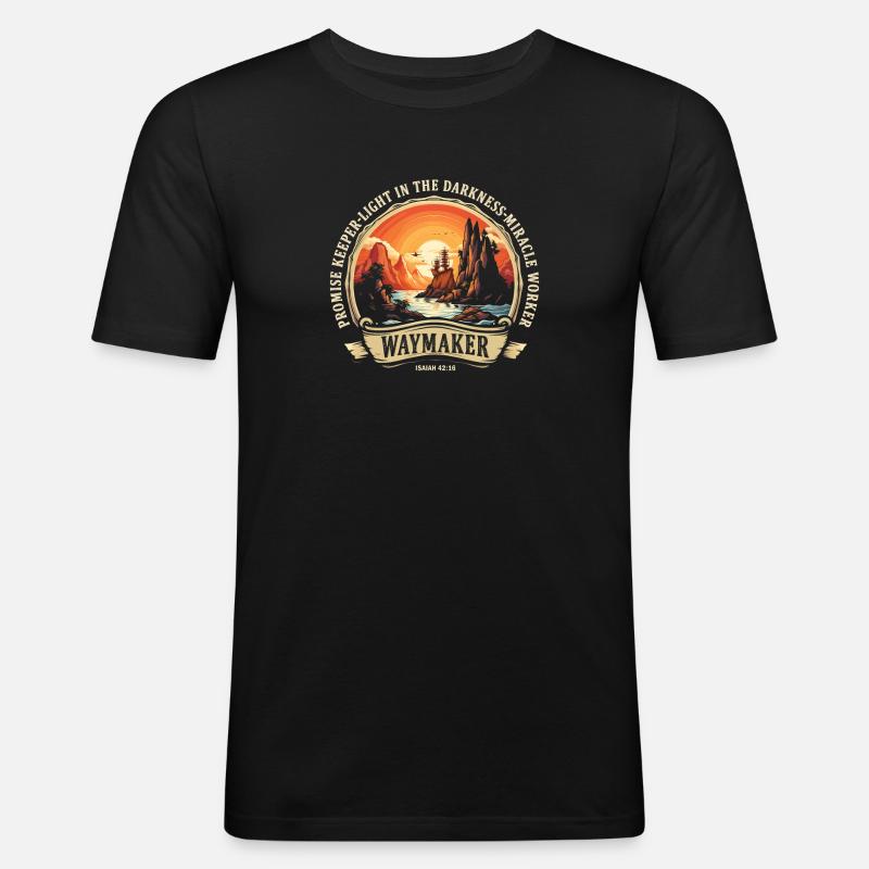 Wegweiser, Versprechenshüter, Wundertäter - Männer Slim Fit T-Shirt - Schwarz