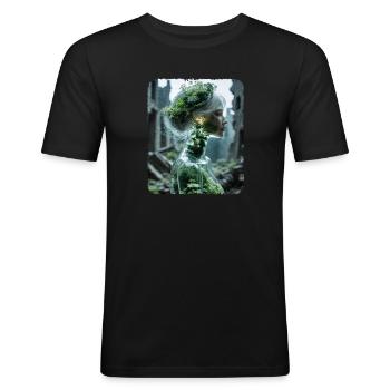 Glass figure of a woman with an ecosystem - Men's Slim Fit T-Shirt - black - Front - Nik (191cm)
