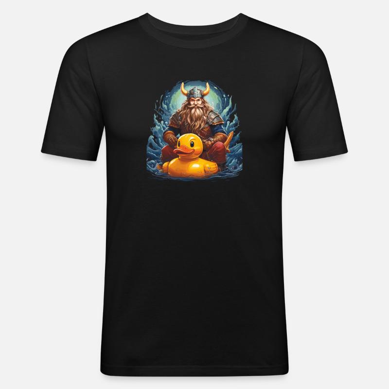 WIKINGER ENTE - Männer Slim Fit T-Shirt - Schwarz