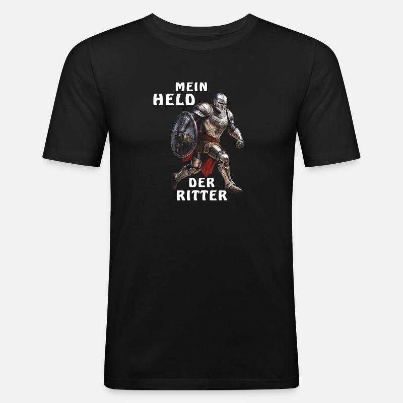 MEIN HELD DER RITTER - Männer Slim Fit T-Shirt - Schwarz
