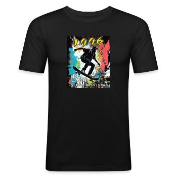 1996 SKAETER Born in the best year - Men's Slim Fit T-Shirt - black - Front - Nik (191cm)