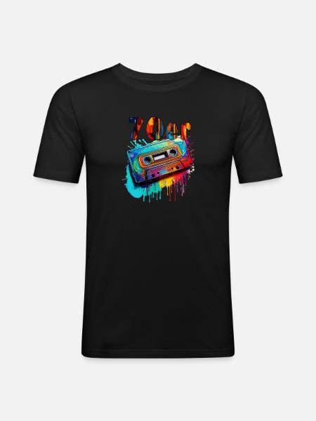 MUSIC CASSETTE 70s - Men's Slim Fit T-Shirt - black