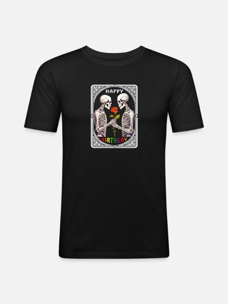 PLAYING CARD HAPPY BIRTHGAY - Men's Slim Fit T-Shirt - black