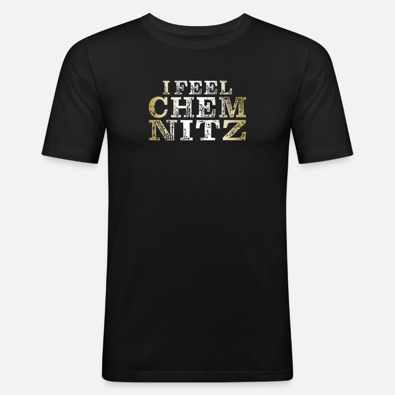 I FEEL CHEMNITZ - Männer Slim Fit T-Shirt - Schwarz