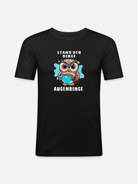 EULE STAND DER DINGE AUGENRINGE - Männer Slim Fit T-Shirt - Schwarz