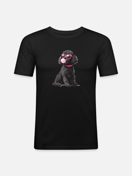 Pudel - Männer Slim Fit T-Shirt - Schwarz