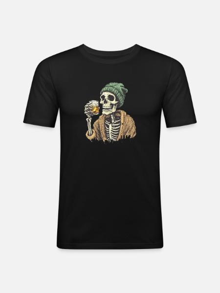 Skeleton - Männer Slim Fit T-Shirt - Schwarz