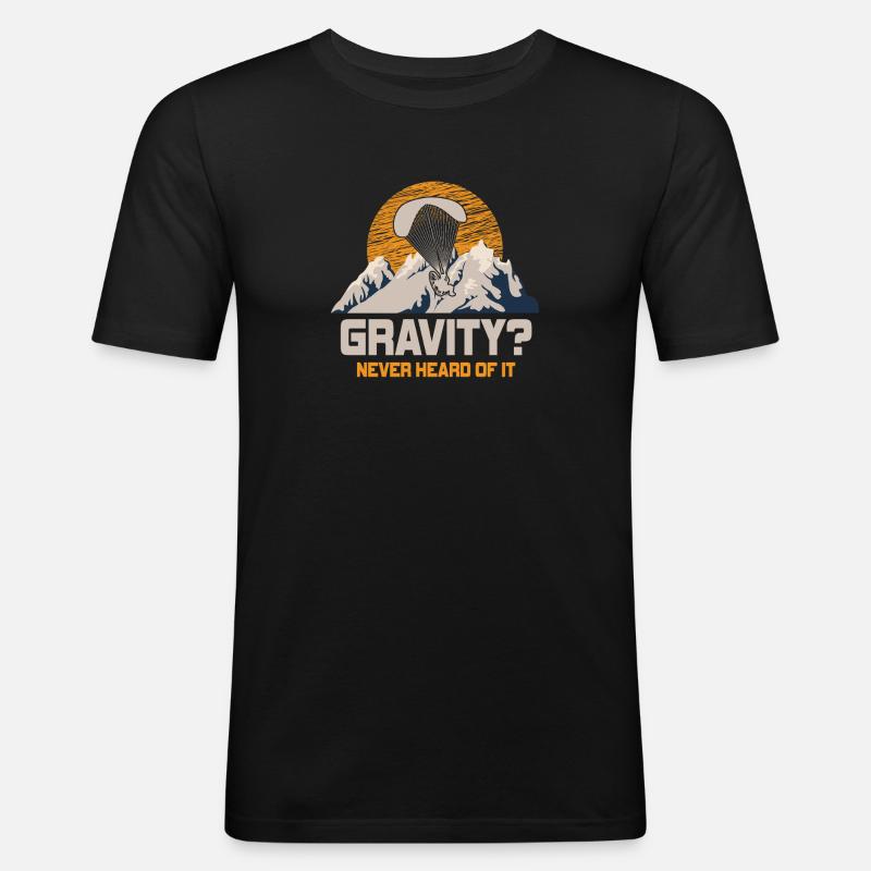 Lustiges Paramotor Gravitations-Meme - Männer Slim Fit T-Shirt - Schwarz