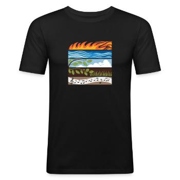 Fire Water Earth Air Music, Elements - Men's Slim Fit T-Shirt - black - Front - Nik (191cm)
