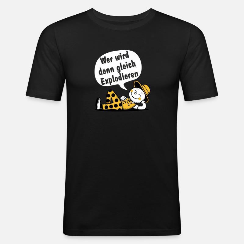 Wer wird den gleich Explodieren - Männer Slim Fit T-Shirt - Schwarz