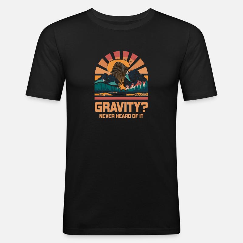Lustiges Paramotor Gravitations-Meme - Männer Slim Fit T-Shirt - Schwarz