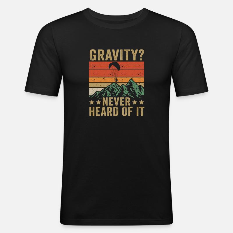 Hilarious Paramotor Gravity Meme - Men's Slim Fit T-Shirt - black