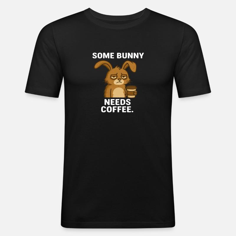 Kaffee Hase - Männer Slim Fit T-Shirt - Schwarz