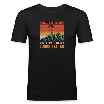 Above The Clouds Paramotor Enthusiast - Men's Slim Fit T-Shirt - black - Front - Nik (191cm)