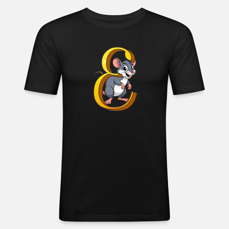 LETTER E - Men's Slim Fit T-Shirt - black