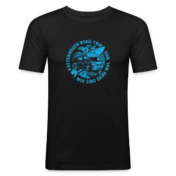 Camping Sommer Kastenwagen - Männer Slim Fit T-Shirt - Schwarz - Vorne - Nik (191cm)