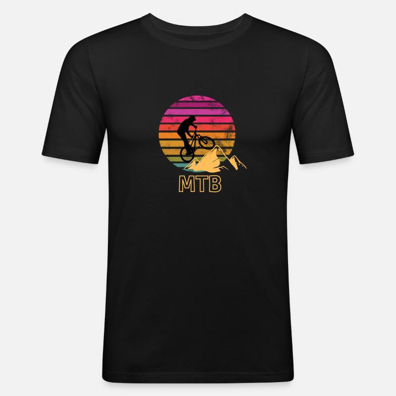MTB-Biker - Männer Slim Fit T-Shirt - Schwarz