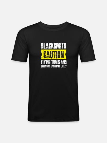 blacksmith caution flying tools Design - Men's Slim Fit T-Shirt - black