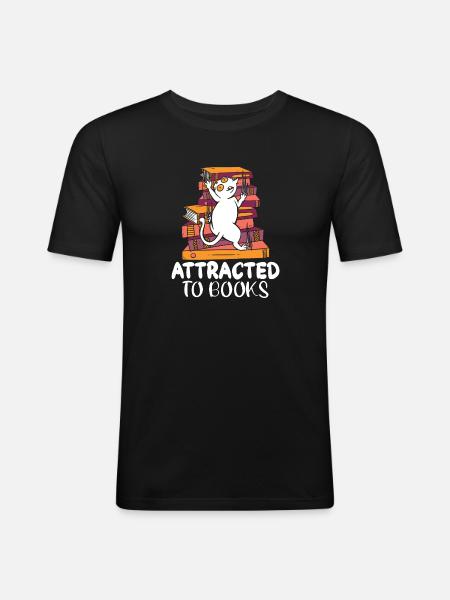 Cat Book Lovers Read Books - Men's Slim Fit T-Shirt - black