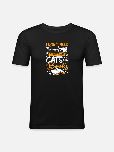 Cat Book Lovers Read Books - Men's Slim Fit T-Shirt - black
