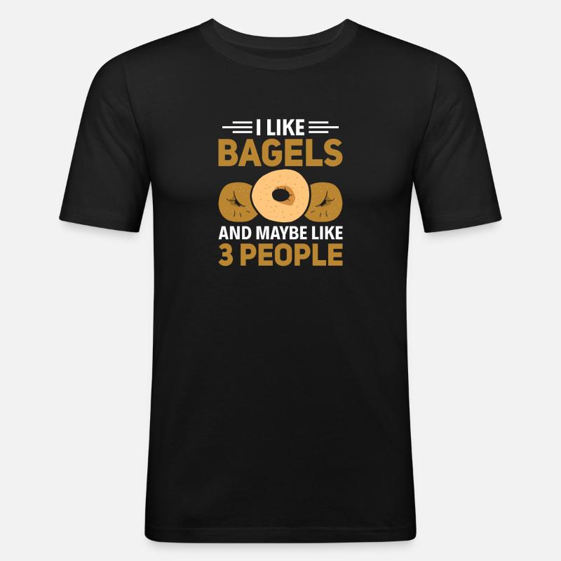 Bagel Spruch Geschenk - Männer Slim Fit T-Shirt - Schwarz