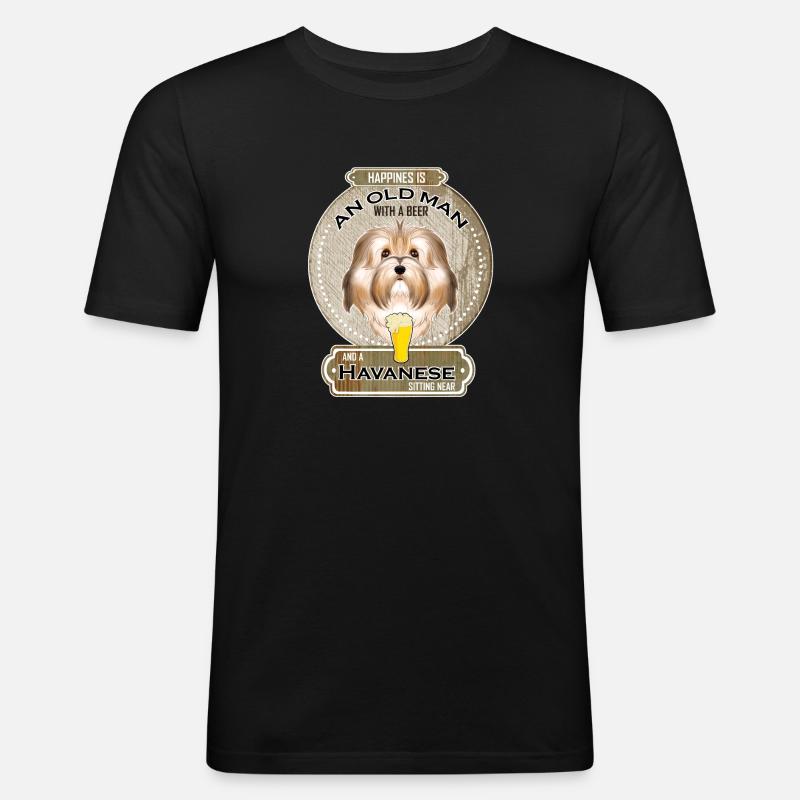 Havanese Dad Beer Lover - Männer Slim Fit T-Shirt - Schwarz