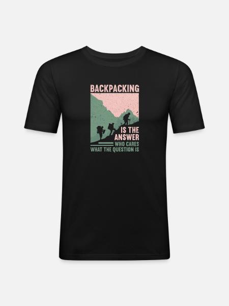 Outdoor Camping Hiking Backpacking - Men's Slim Fit T-Shirt - black
