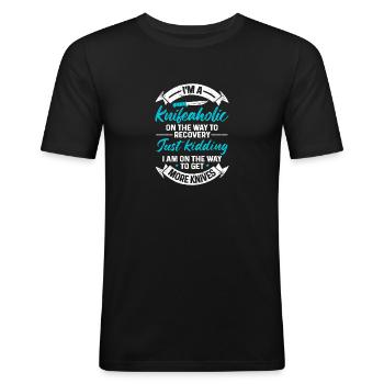 Metzgermesser Messer Messersammler - Männer Slim Fit T-Shirt - Schwarz - Vorne - Nik (191cm)