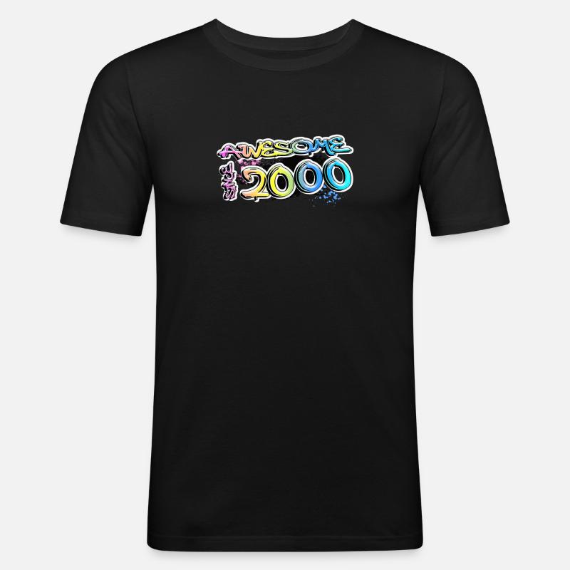 Awesome since 2000 Graffiti Motiv - Männer Slim Fit T-Shirt - Schwarz