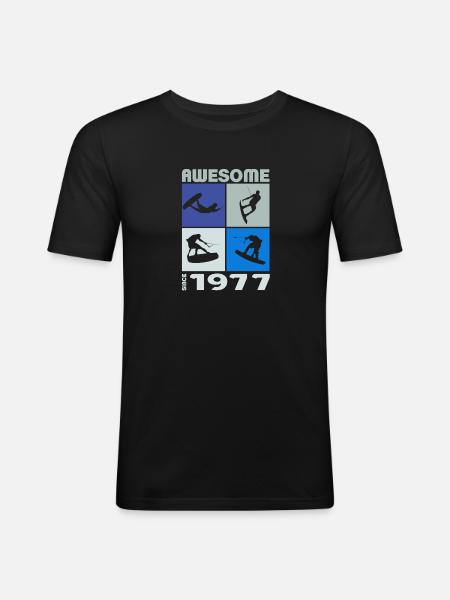 Awesome since 1977. Wakeboard Lifestyle - Men's Slim Fit T-Shirt - black