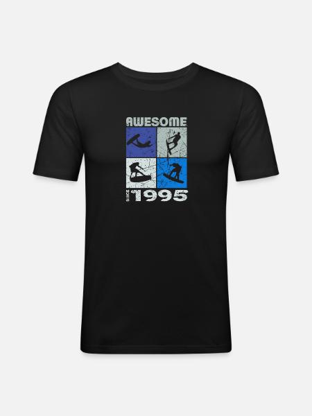 Awesome since 1995. Wakeboard Lifestyle - Men's Slim Fit T-Shirt - black