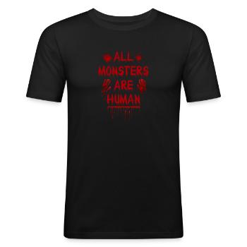 Alle Monster Sind Menschen Halloween - Männer Slim Fit T-Shirt - Schwarz - Vorne - Nik (191cm)