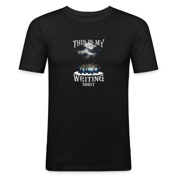 This is my writing Shirt Autor Schriftsteller - Männer Slim Fit T-Shirt - Schwarz - Vorne - Nik (191cm)