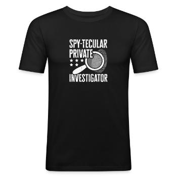 Espion détective privé enquêteur Détective Cadeau - T-shirt près du corps Homme - noir - Devant - Nik (191cm)