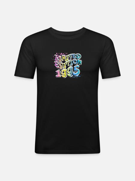 Limited Edition 1995 Graffiti - Männer Slim Fit T-Shirt - Schwarz