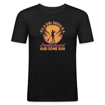 SUP Paddle Board Paddleboarding - Männer Slim Fit T-Shirt - Schwarz - Vorne - Nik (191cm)