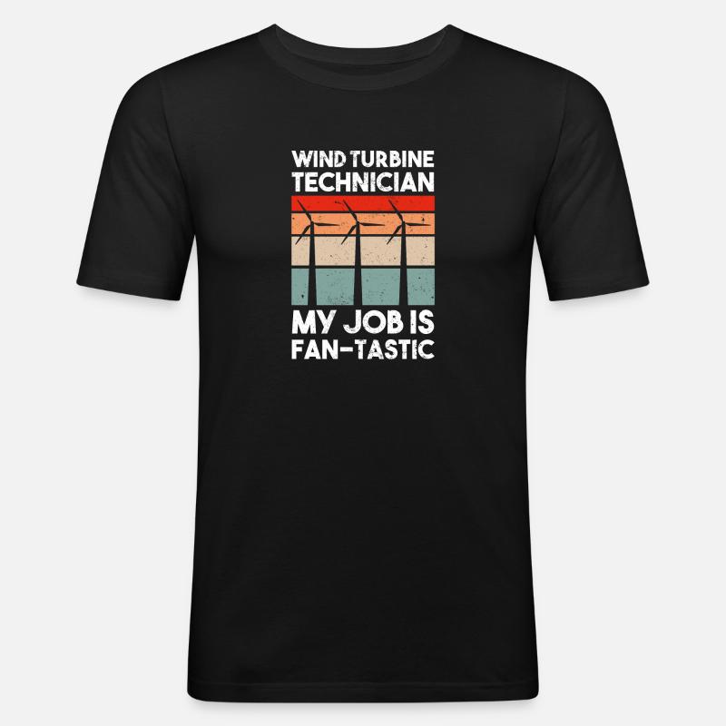 Windturbinentechniker Windpark Windkraft - Männer Slim Fit T-Shirt - Schwarz