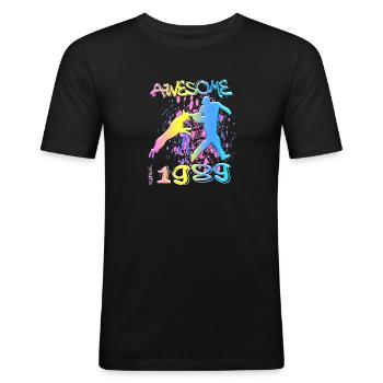 Génial depuis 1989. Agilité, Hundetraining - T-shirt près du corps Homme - noir - Devant - Nik (191cm)