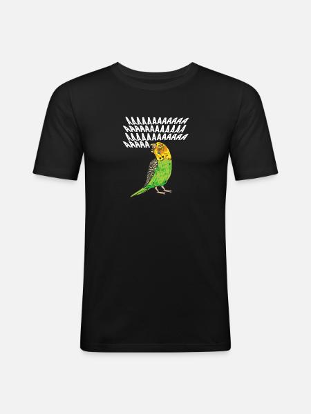 Budgerigar Parakeet Bird Pet Gift - Men's Slim Fit T-Shirt - black