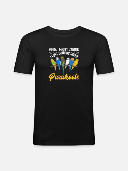 Budgerigar Parakeet Bird Pet Gift - Men's Slim Fit T-Shirt - black