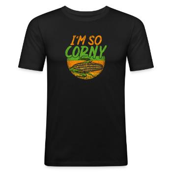 At So Corny Wheat Corn Oats Fam Farming - Men's Slim Fit T-Shirt - black - Front - Nik (191cm)