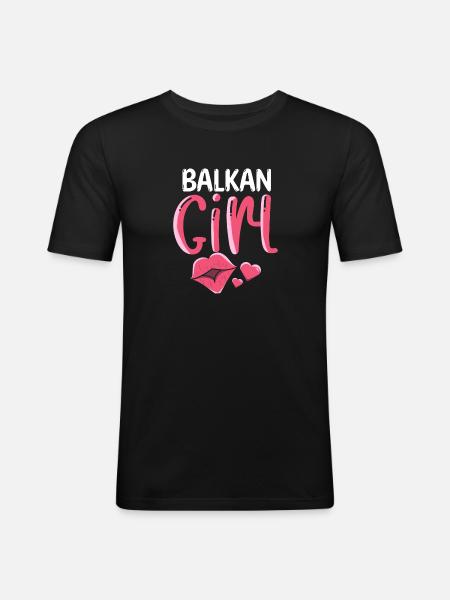 Balkan Girl Croatie Albanie Kosovo Bosnie - T-shirt près du corps Homme - noir