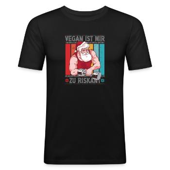 Vegan Ist Mir Zu Riskant Weihnachten Heiligabend - Männer Slim Fit T-Shirt - Schwarz - Vorne - Nik (191cm)