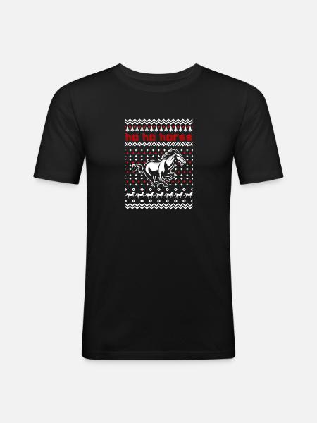 Ho Ho Pferd - Männer Slim Fit T-Shirt - Schwarz
