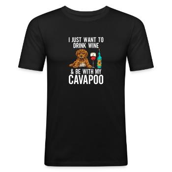 Cavapoo Cavoodle Capoodle Chien - T-shirt près du corps Homme - noir - Devant - Nik (191cm)