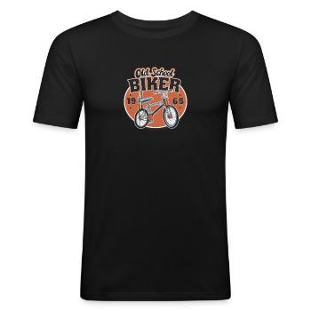 Old School Biker 1965. 58. Geburtstag - Männer Slim Fit T-Shirt - Schwarz - Vorne - Nik (191cm)