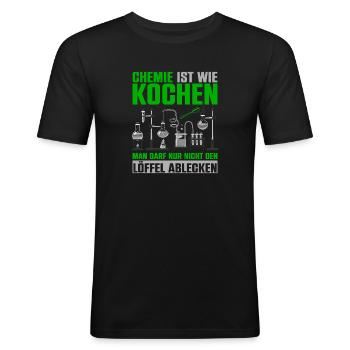 Chemie Ist Wie Kochen Löffel Ablecken - Männer Slim Fit T-Shirt - Schwarz - Vorne - Nik (191cm)