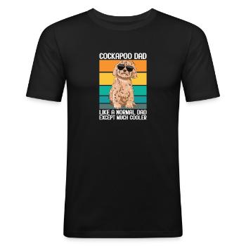 Cockapoo Chien - T-shirt près du corps Homme - noir - Devant - Nik (191cm)