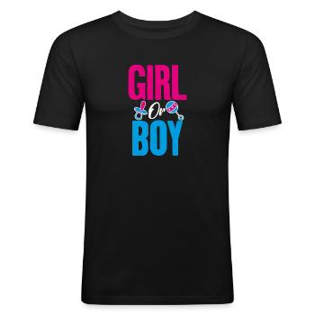 Fille ou garçon? Bientôt parents de Rosa ou - T-shirt près du corps Homme - noir - Devant - Nik (191cm)